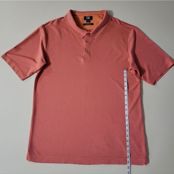 Cutter & Buck CB Drytec Luxe Solid Orange Mens Short Sleeve Polo - Picture 8 of 15
